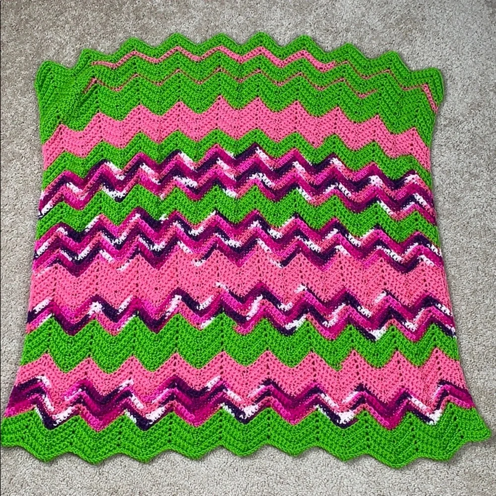 Handmade vintage crochet mini blanket